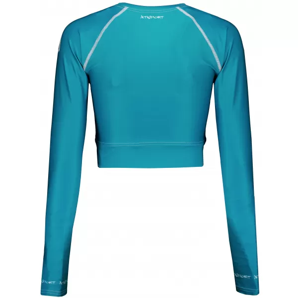  Dámsky prémiový funkčný crop top s dlhým rukávom ALTISPORT VOJ/ALW000TR04 PETROLEJ 
