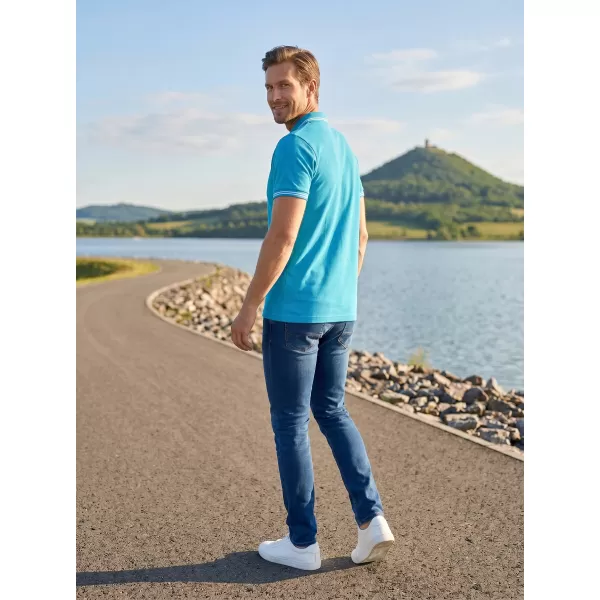  Pánske tričko s golierom ALTISPORT NoPrint NP/ALM912 TYRKYSOVÁ 
