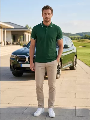 Pánske tričko s golierom ALTISPORT NoPrint NP/ALM912 DARK GREEN