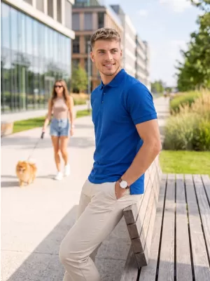 Pánske tričko s golierom ALTISPORT NoPrint NP/ALM302 KRÁĽOVSKÁ modrá