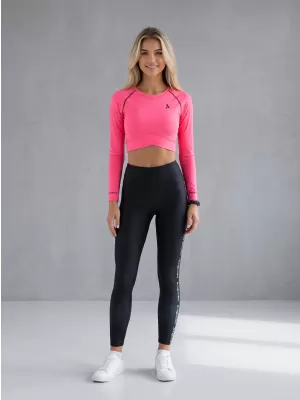 Dámsky prémiový funkčný crop top s dlhým rukávom ALTISPORT VOJ/ALW000TR04 FLUO RUŽOVÁ