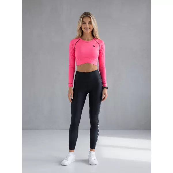  Dámsky prémiový funkčný crop top s dlhým rukávom ALTISPORT VOJ/ALW000TR04 FLUO RUŽOVÁ 