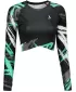 Dámsky prémiový funkčný crop top s dlhým rukávom ALTISPORT VOJ/ALW039TR04 ČIERNA/TYRKYSOVÁ