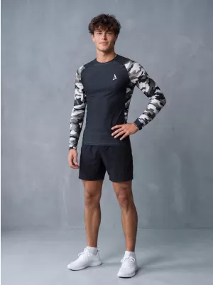 Prémiové pánske funkčné kompresné tričko ALTISPORT VOJ/ALM038TR03 ČIERNOBIELY