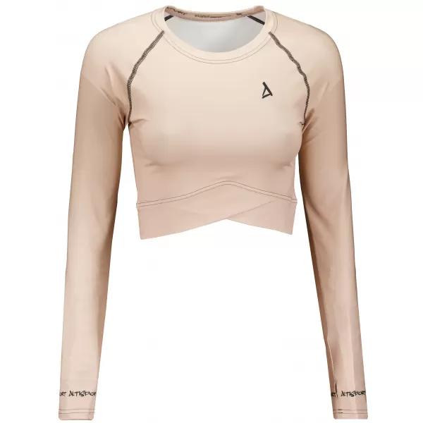  Dámsky prémiový funkčný crop top s dlhým rukávom ALTISPORT VOJ/ALW000TR04 HNEDÁ 