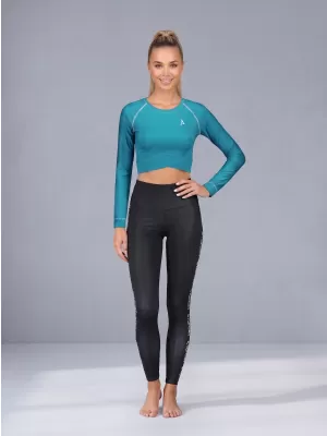 Dámsky prémiový funkčný crop top s dlhým rukávom ALTISPORT VOJ/ALW000TR04 PETROLEJ