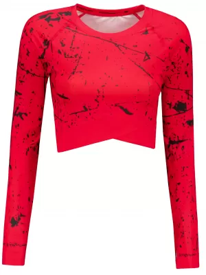 Dámsky funkčný crop top s dlhým rukávom premium ALTISPORT VOJ/ALW034TR04 červená