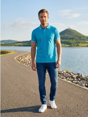 Pánske tričko s golierom ALTISPORT NoPrint NP/ALM912 TYRKYSOVÁ