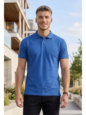 Pánske tričko s golierom ALTISPORT NoPrint NP/ALM302 AZÚRO modrá