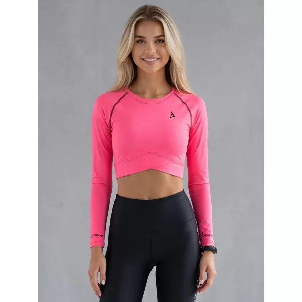  Dámsky prémiový funkčný crop top s dlhým rukávom ALTISPORT VOJ/ALW000TR04 FLUO RUŽOVÁ 