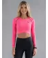 Dámsky prémiový funkčný crop top s dlhým rukávom ALTISPORT VOJ/ALW000TR04 FLUO RUŽOVÁ