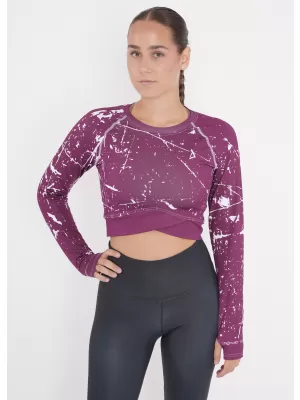 Dámsky funkčný crop top s dlhým rukávom premium ALTISPORT VOJ/ALW034TR04 FUCHSIOVÁ