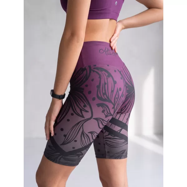  Dámske funkčné legíny nad kolená premium ALTISPORT VOJ/ALW045LEG02 FIALOVÁ/ČIERNA 