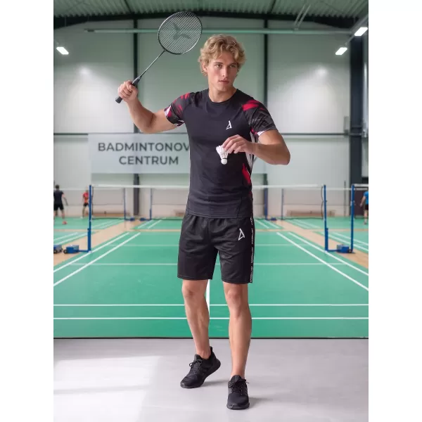  Pánske funkčné kompresné tričko s krátkym rukávom premium ALTISPORT VOJ/ALM039TR04 ČIERNOČERVENÁ 