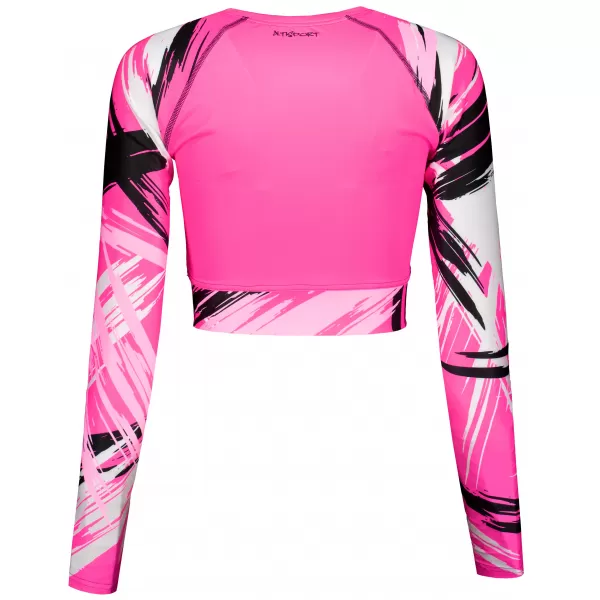  Dámsky prémiový funkčný crop top s dlhým rukávom ALTISPORT VOJ/ALW039TR04 FLUO RUŽOVÁ 