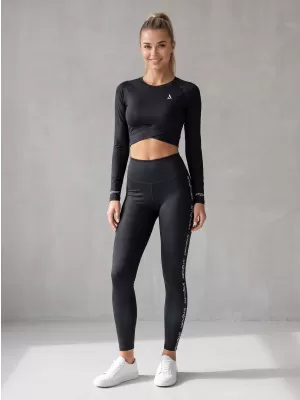 Dámsky prémiový funkčný crop top s dlhým rukávom ALTISPORT VOJ/ALW000TR04 ČIERNA