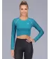 Dámsky prémiový funkčný crop top s dlhým rukávom ALTISPORT VOJ/ALW000TR04 PETROLEJ