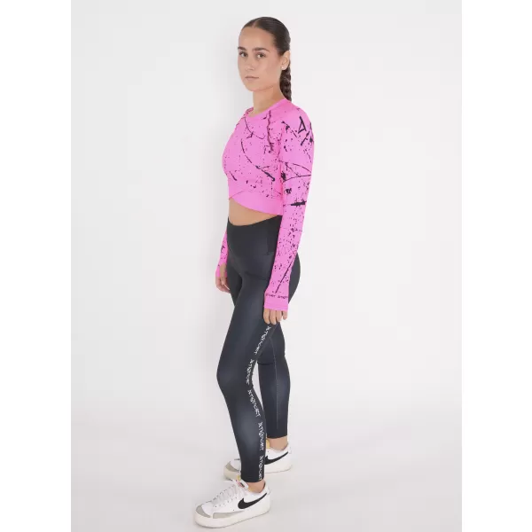  Dámsky funkčný crop top s dlhým rukávom premium ALTISPORT VOJ/ALW034TR04 FLUO PINK 