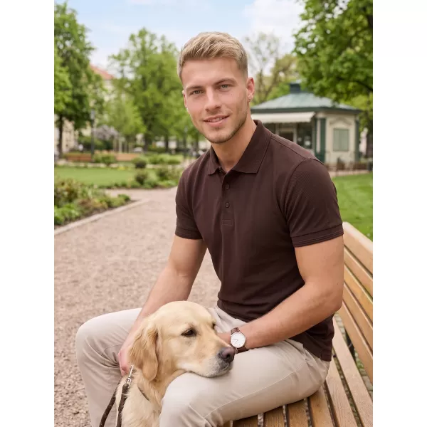  Pánske tričko s golierom ALTISPORT NoPrint NP/ALM302 KÁVOVÁ 