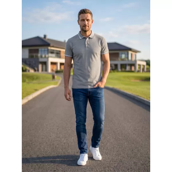  Pánske tričko s golierom ALTISPORT NoPrint NP/ALM912 TMAVO ŠEDÝ MELIER 