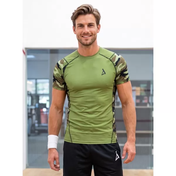  Pánske funkčné kompresné tričko s krátkym rukávom premium ALTISPORT VOJ/ALM038TR04 ZELENÁ/KHAKI 