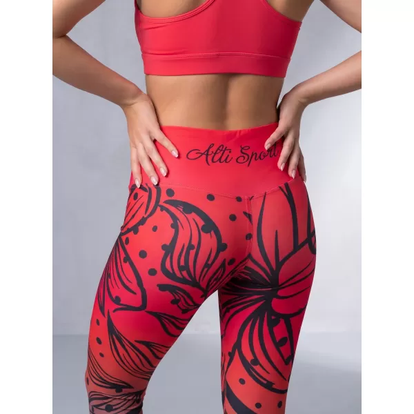  Dámske dlhé funkčné legíny premium ALTISPORT VOJ/ALW045LEG01 ČERVENOČIERNA 