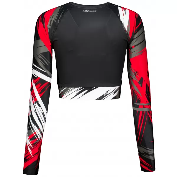  Dámsky prémiový funkčný crop top s dlhým rukávom ALTISPORT VOJ/ALW039TR04 ČIERNA/ČERVENÁ 
