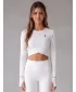 Dámsky prémiový funkčný crop top s dlhým rukávom ALTISPORT VOJ/ALW000TR04 BIELA