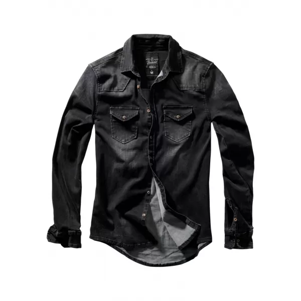  Pánska košeľa BRANDIT RILEY DENIM BD4020 BLACK 