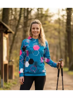 Dámska funkčná mikina premium ALTISPORT VOJ/ALW037MI01 PETROELJOVÁ/RUŽOVÁ