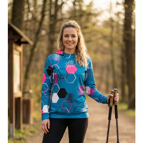  Dámska funkčná mikina premium ALTISPORT VOJ/ALW037MI01 PETROELJOVÁ/RUŽOVÁ 