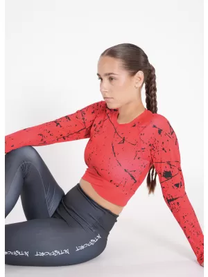 Dámsky funkčný crop top s dlhým rukávom premium ALTISPORT VOJ/ALW034TR04 červená