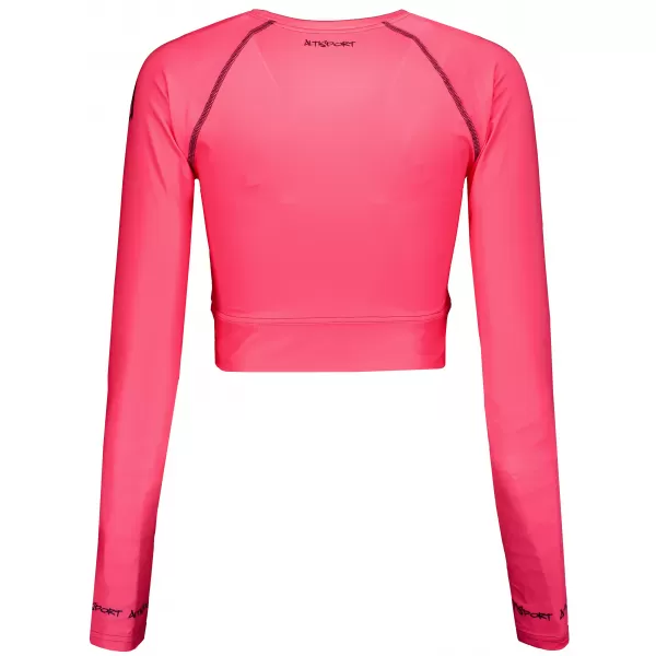  Dámsky prémiový funkčný crop top s dlhým rukávom ALTISPORT VOJ/ALW000TR04 FLUO RUŽOVÁ 