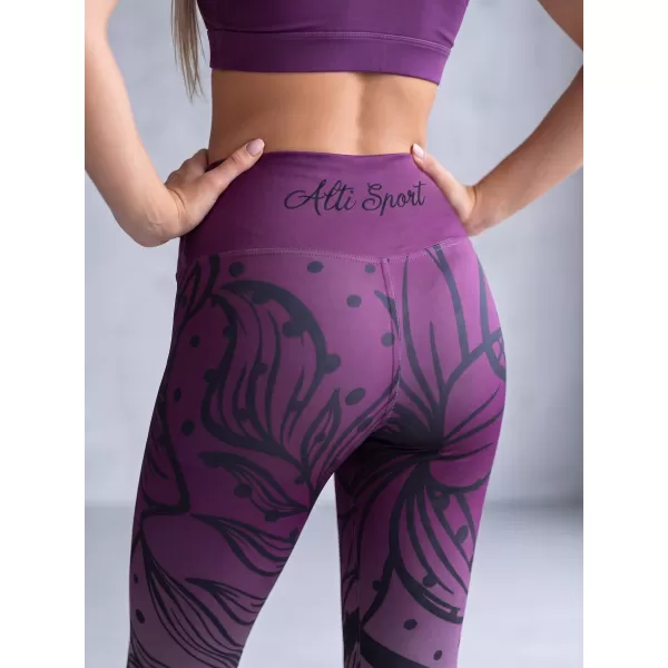  Dámske dlhé funkčné legíny premium ALTISPORT VOJ/ALW045LEG01 FIALOVÁ/ČIERNA 