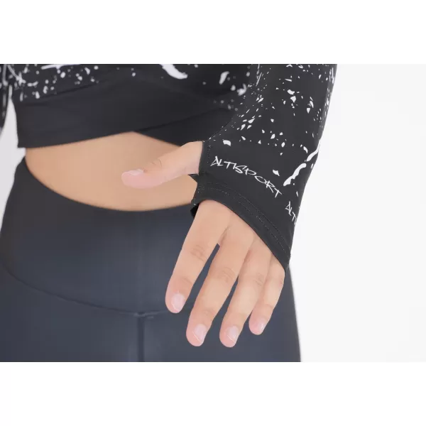  Dámsky funkčný crop top s dlhým rukávom premium ALTISPORT VOJ/ALW034TR04 čierna 