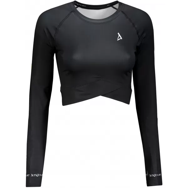  Dámsky prémiový funkčný crop top s dlhým rukávom ALTISPORT VOJ/ALW000TR04 ČIERNA 