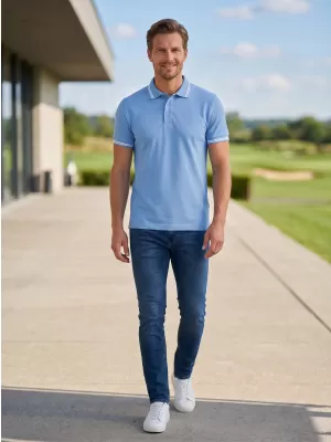 Pánske tričko s golierom ALTISPORT NoPrint NP/ALM912 NEBESKY modrá