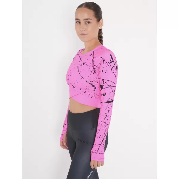  Dámsky funkčný crop top s dlhým rukávom premium ALTISPORT VOJ/ALW034TR04 FLUO PINK 