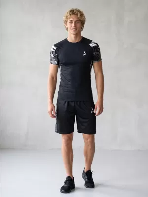 Pánske funkčné kompresné tričko s krátkym rukávom premium ALTISPORT VOJ/ALM039TR04 ČIERNOBIELA