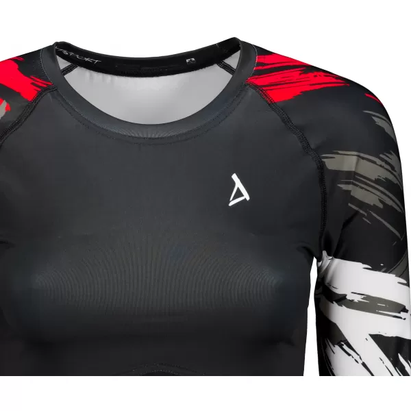  Dámsky prémiový funkčný crop top s dlhým rukávom ALTISPORT VOJ/ALW039TR04 ČIERNA/ČERVENÁ 