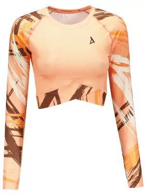 Dámsky prémiový funkčný crop top s dlhým rukávom ALTISPORT VOJ/ALW039TR04 ORANŽOVÁ