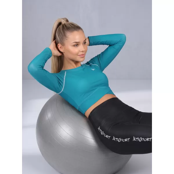  Dámsky prémiový funkčný crop top s dlhým rukávom ALTISPORT VOJ/ALW000TR04 PETROLEJ 