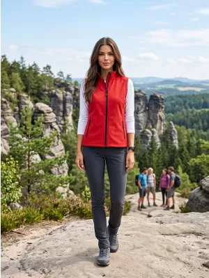 Dámska softshellová vesta ALTISPORT NoPrint NP/ALW7211NJ RED/BLACK