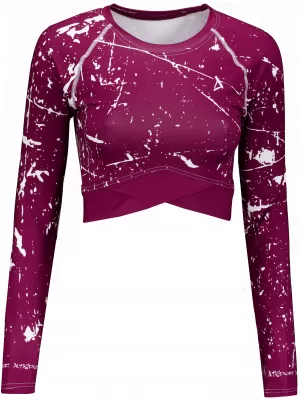 Dámsky funkčný crop top s dlhým rukávom premium ALTISPORT VOJ/ALW034TR04 FUCHSIOVÁ