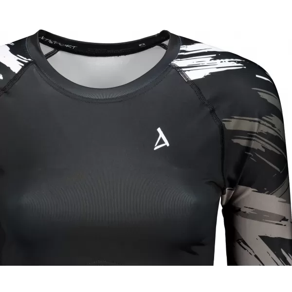  Dámsky prémiový funkčný crop top s dlhým rukávom ALTISPORT VOJ/ALW039TR04 ČIERNA/BIELA 