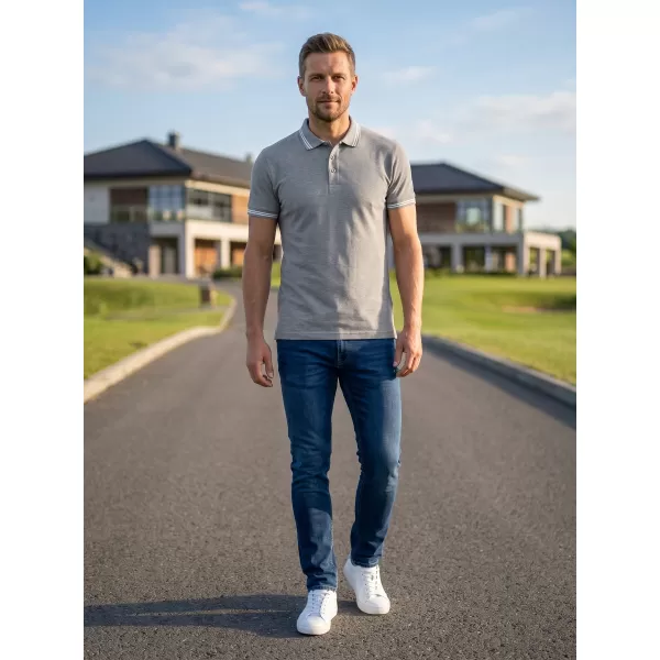  Pánske tričko s golierom ALTISPORT NoPrint NP/ALM912 TMAVO ŠEDÝ MELIER 