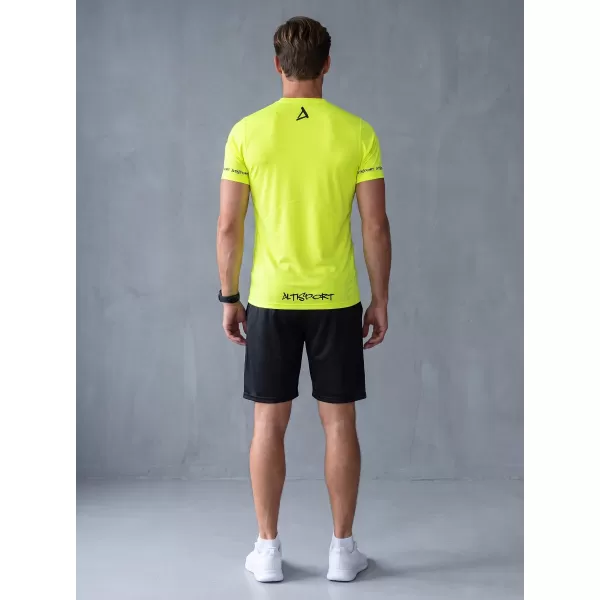  Pánske funkčné kompresné tričko s krátkym rukávom premium ALTISPORT VOJ/ALM000TR04 NEON YELLOW 