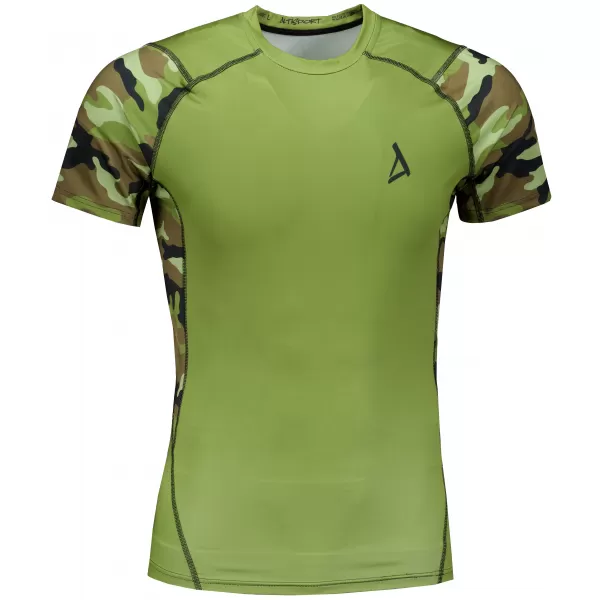  Pánske funkčné kompresné tričko s krátkym rukávom premium ALTISPORT VOJ/ALM038TR04 ZELENÁ/KHAKI 