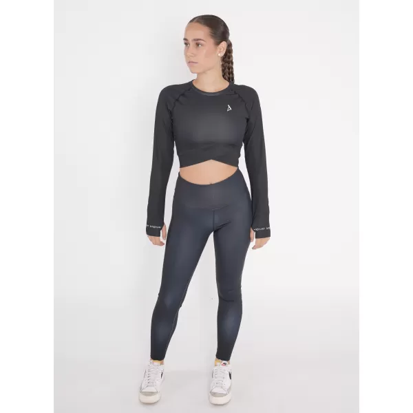  Dámsky prémiový funkčný crop top s dlhým rukávom ALTISPORT VOJ/ALW000TR04 ČIERNA 
