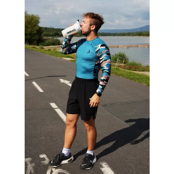  Prémiové pánske funkčné kompresné tričko ALTISPORT VOJ/ALM038TR03 PETROLEJOVÁ/HNEDÁ 